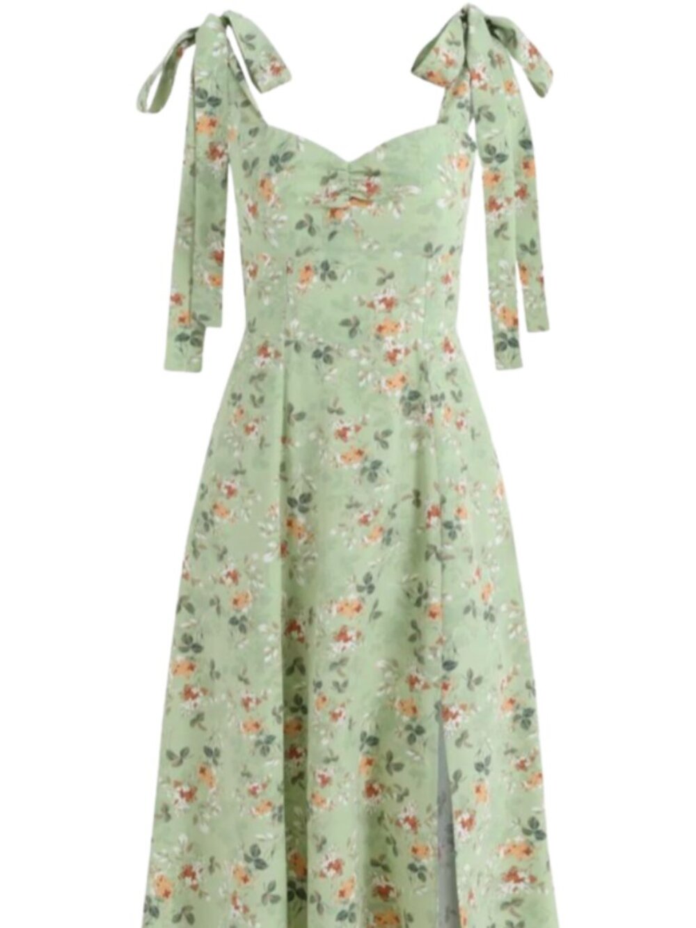 Green Floral Print Midi Dress